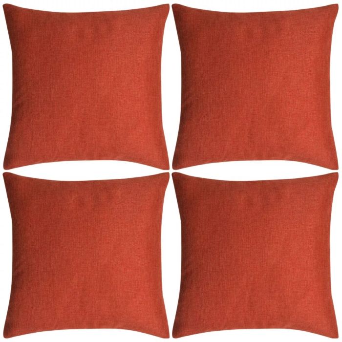 Cushion Covers 4 pcs Linen-look Terracotta 50x50 cm