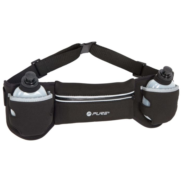 Pure2Improve Running Belt with 2 Bottles Black and Grey