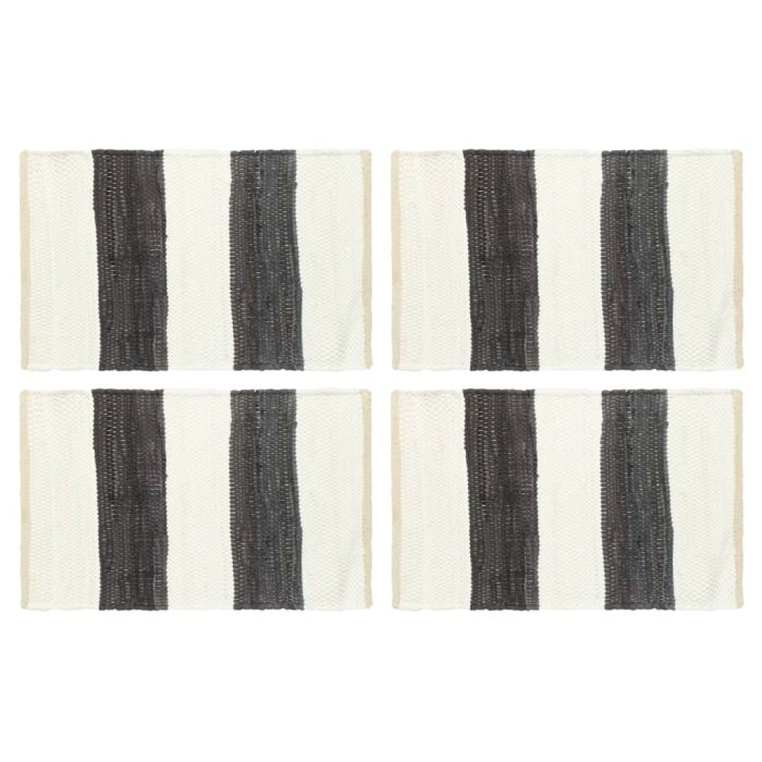 Placemats 4 pcs Chindi Stripe Anthracite and White 30x45 cm