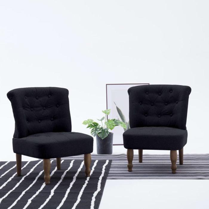 French Chairs 2 pcs Black Fabric