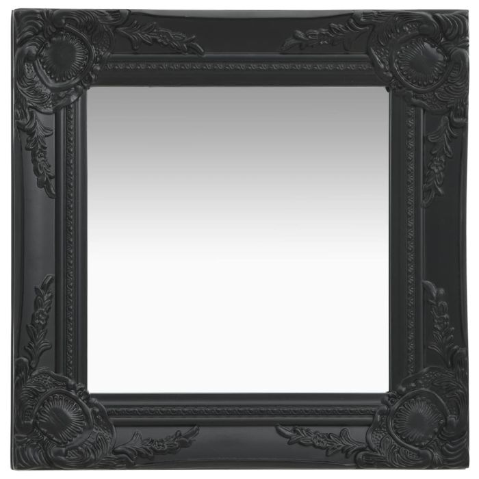 Wall Mirror Baroque Style 40x40 cm Black