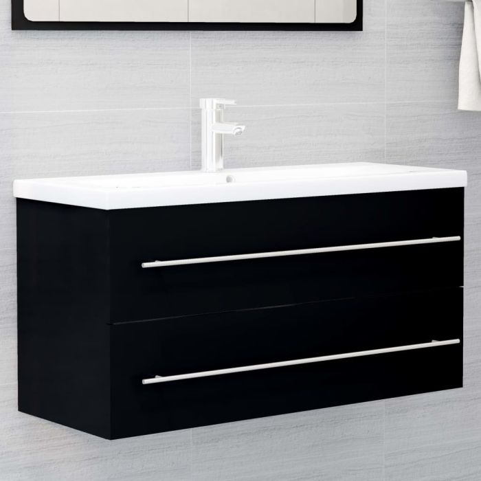 Sink Cabinet Black 100x38.5x48 cm Chipboard