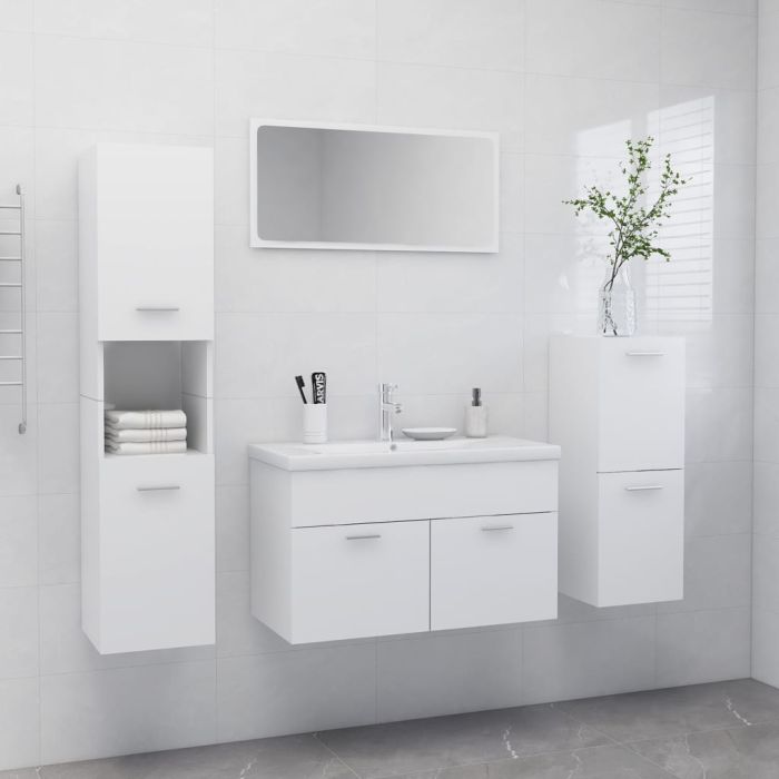 Bathroom Furniture Set White Chipboard