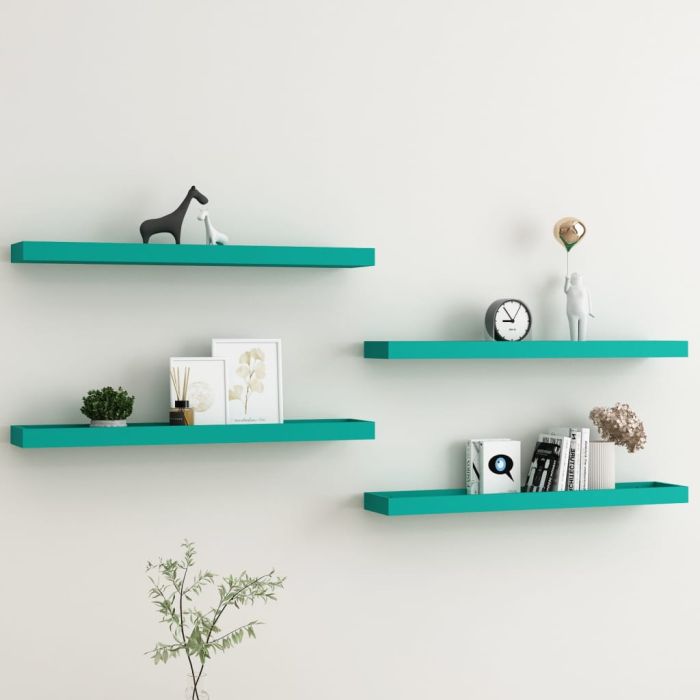 Loggia Wall Shelves 4 pcs Blue 80x15x4 cm MDF