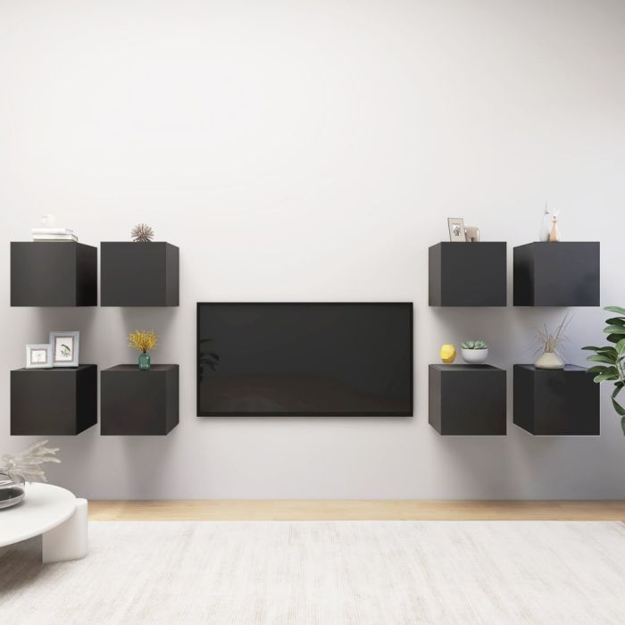 Wall Mounted TV Cabinets 8 pcs Grey 30.5x30x30 cm