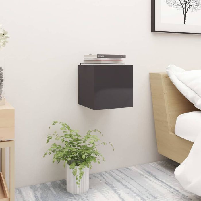 Bedside Cabinet High Gloss Grey 30.5x30x30 cm Chipboard