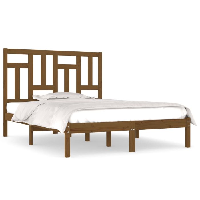 Bed Frame Honey Brown Solid Wood Pine 140x190 cm