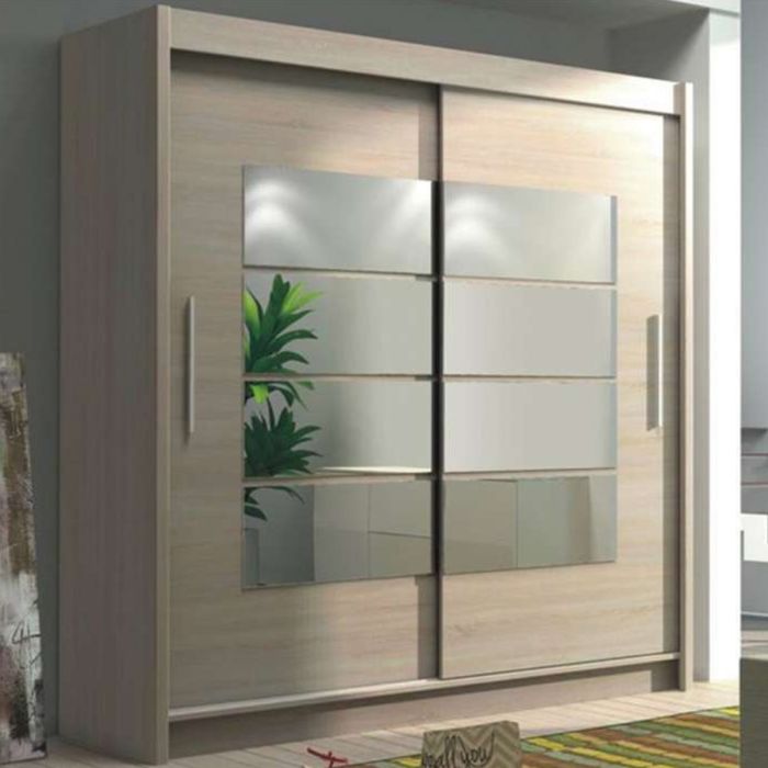 Blackburn Sliding Door 180cm Wardrobe Sonoma Oak with Mirror