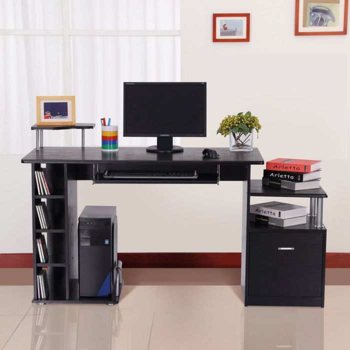 Computer Desk with Drawer Shelves 