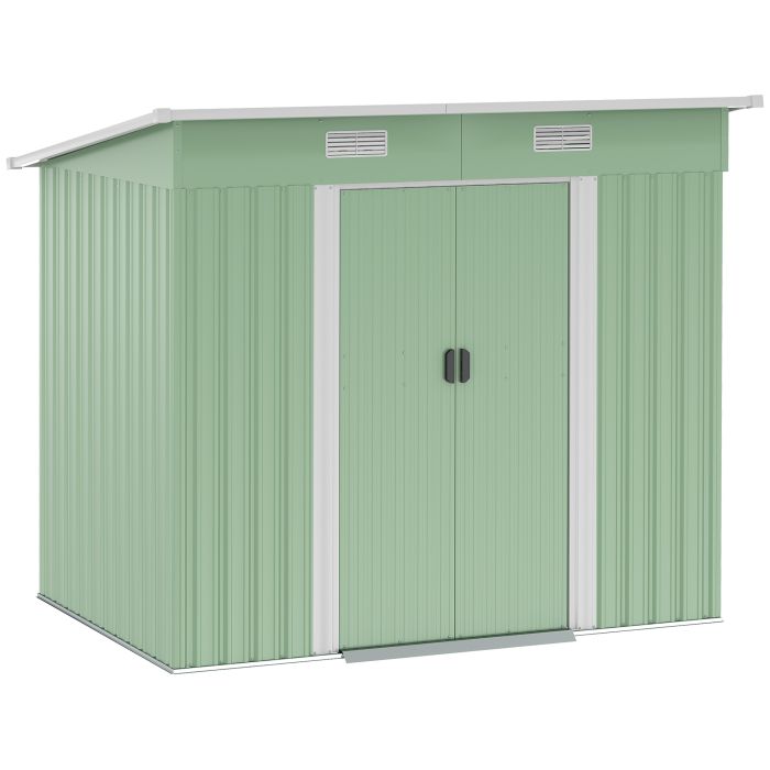 6.8 x 4.3ft Outdoor Garden Storage Shed, Tool Storage Box for Backyard, Patio and Lawn, Light Green