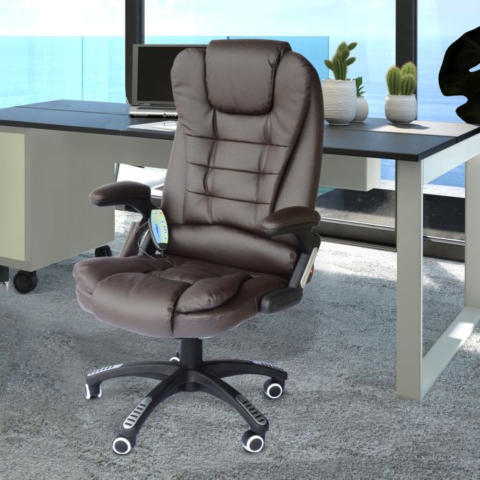 6-Point Massage High Back Swivel Chair in Brown