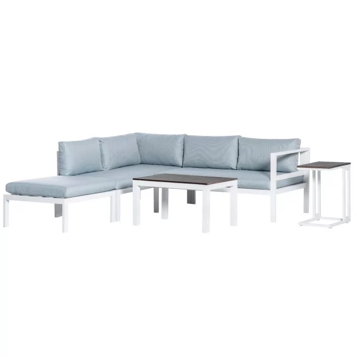 Outdoor sectional with built deals in end tables