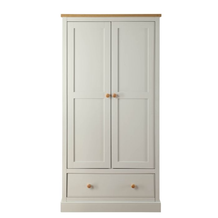 St. Ives 2 Door 1 Drawer Wardrobe - Dove Grey