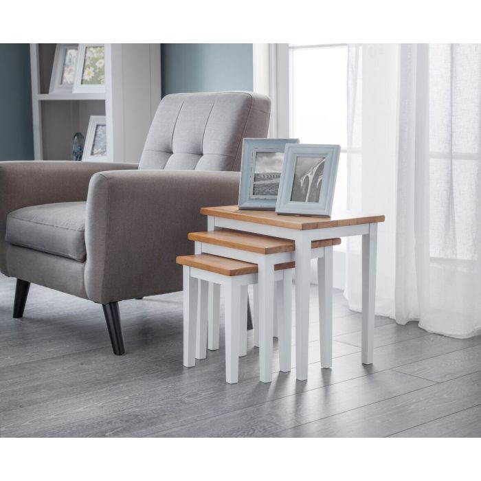 Cleo 3PC Nest of Tables Range - White and Oak