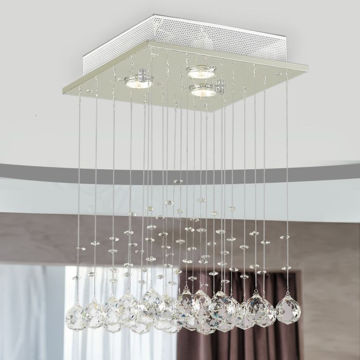 Crystal Chandelier with Glass Rain Drops 