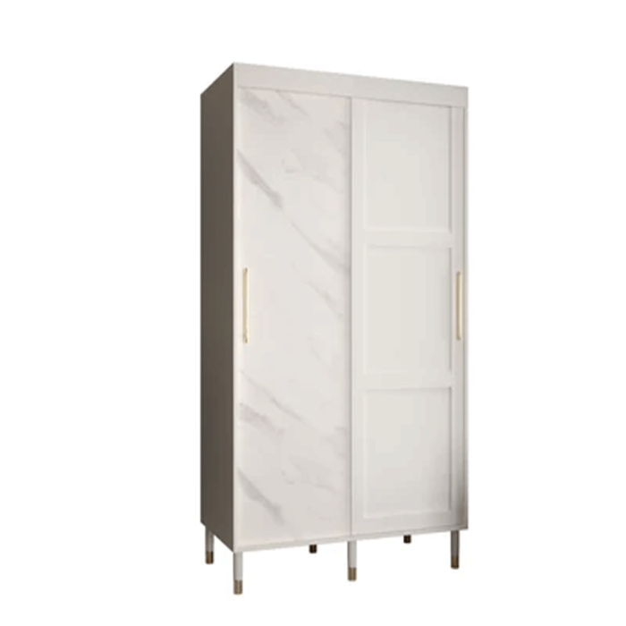 Noir Velour 2 Door Sliding Wardrobe in White - 120cm