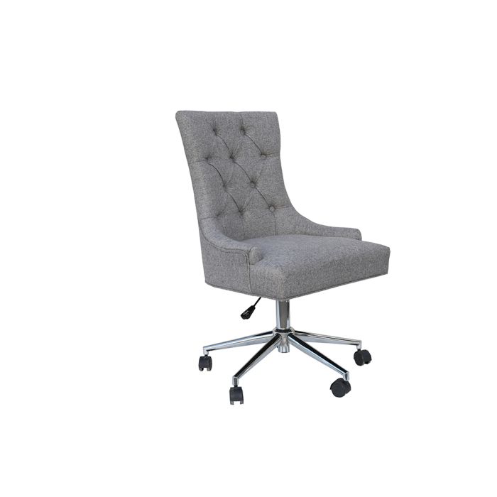 Winged Button Back Office Chair - Light Grey