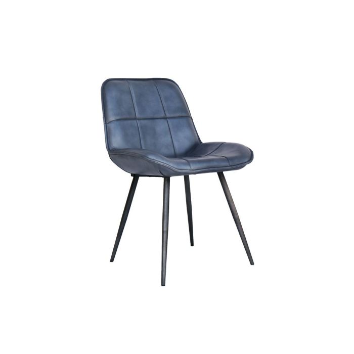 Keighley Leather and  Iron Chair - Blue