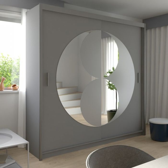 Circolo Sliding Door Wardrobe with Mirror - Grey