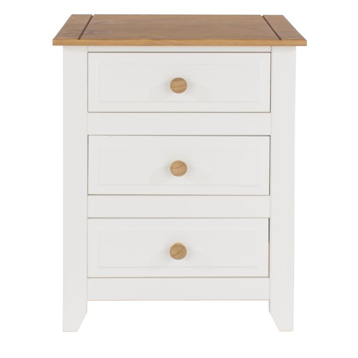 Capri White Pine 3-Drawer Bedside Cabinet