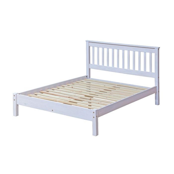 Corona Slatted Pine Low End Bed - 4ft6-White