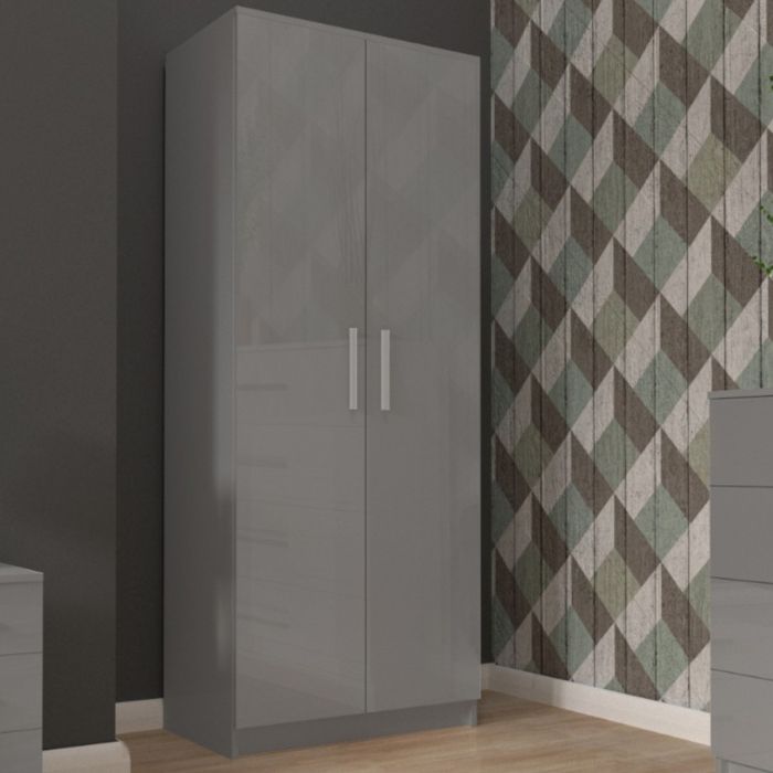 Fizzier Grey 2 Door Wardrobe - 71cm