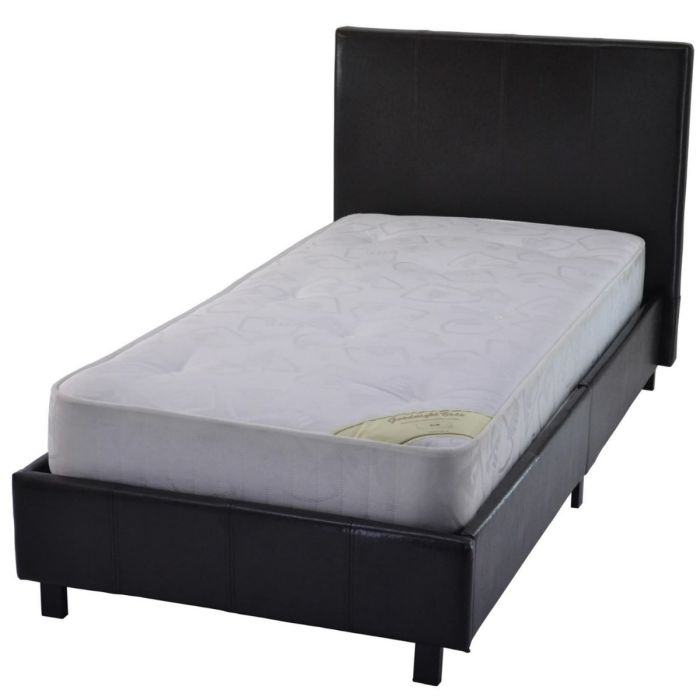 New York Faux Leather Bed - Small Double 4ft - Grey
