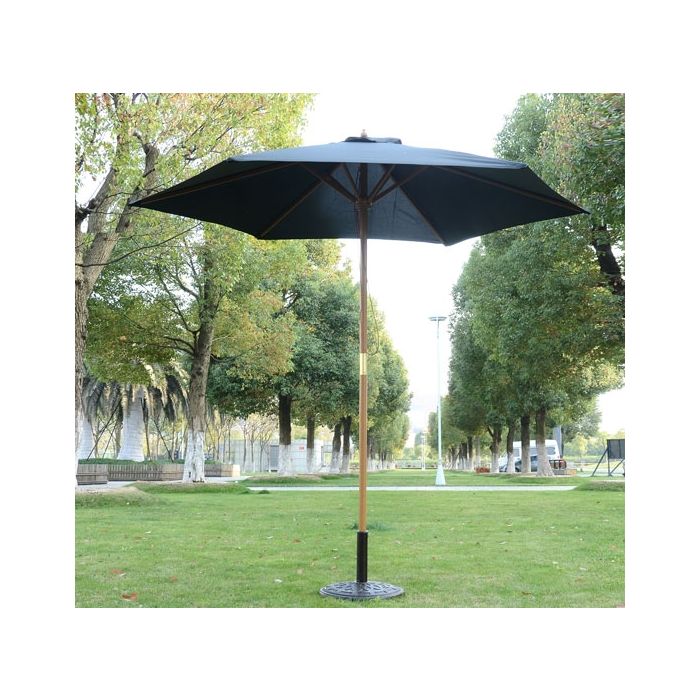 2.5m Wooden Sun Umbrella Parasol - Black, Cream or Green