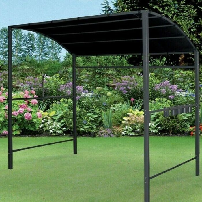 Foldable Metal Frame Garden Gazebo BBQ Tent - Grey