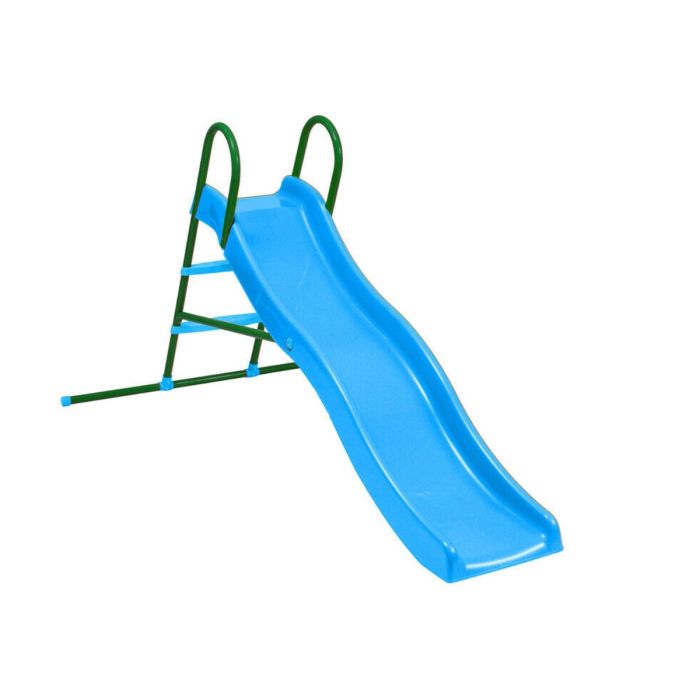Water Feature Thick Plastic Wavy Slide with Steel Frame Steps - Blue