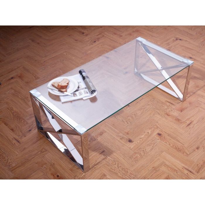 Astra Stainless Steel & Glass Coffee Table