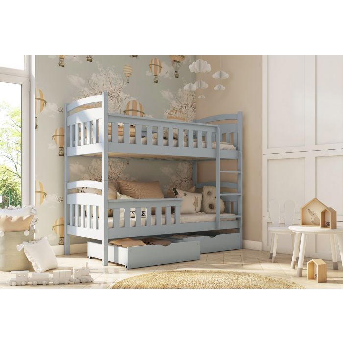 Philip Wooden Bunk Bed with Drawers Storage - Grey