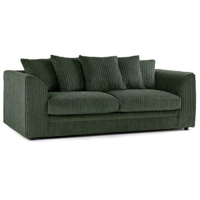 Colourful Oxford Jumbo Cord Scatterback Design 3 Seater Sofa - Green and Other Colours