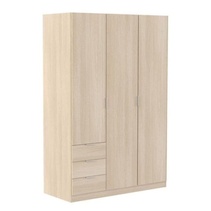Harvey 3 Door Compact Wardrobe with 3 Drawers - Oak Effect