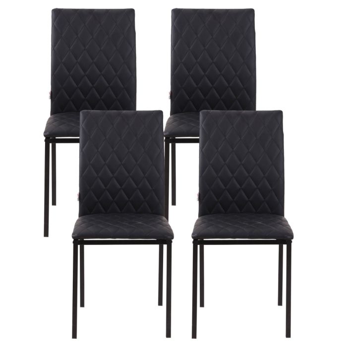 Set of 4 Faux Leather Modern Dining Chairs Black