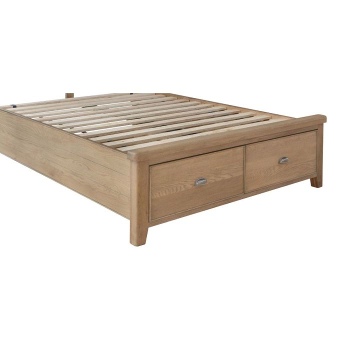 Norfolk Double Bed Drawer Footboard and Side Rails Set - Somke Oak