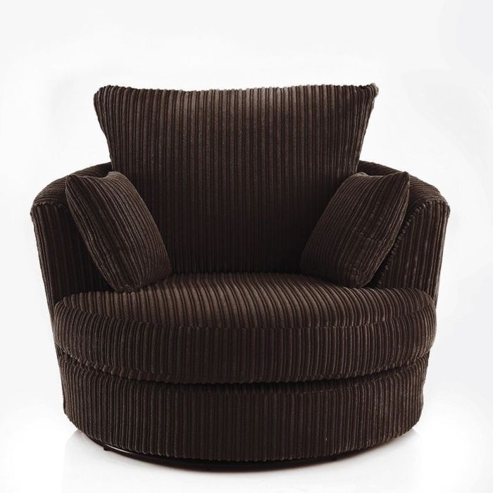 Wilkinson Jumbo Cord Padded Arm Swivel Chair - Chocolate Brown and Other Colours
