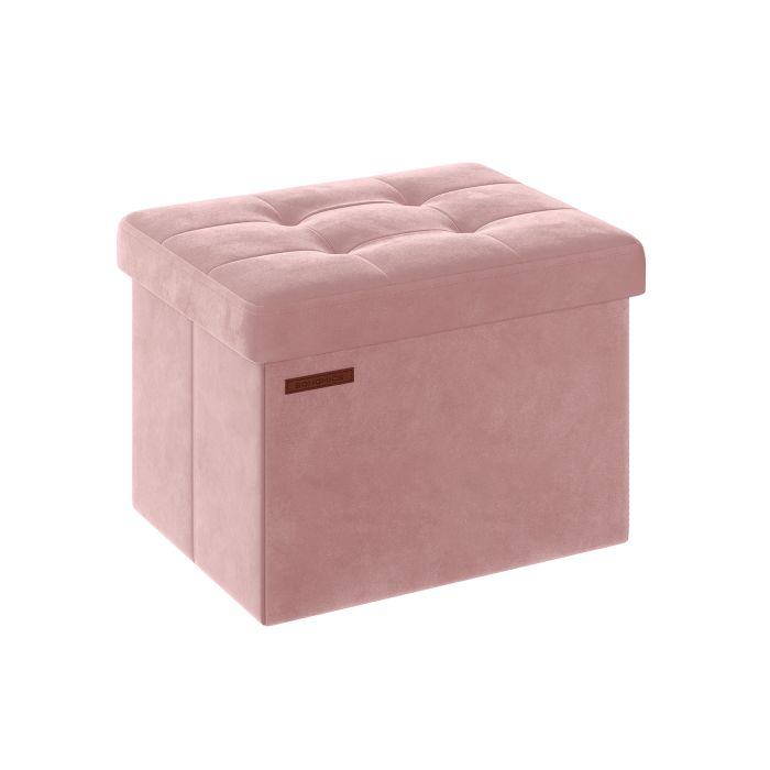 31 x 41 x 31 cm Foldable Storage Ottoman Bench Jelly Pink