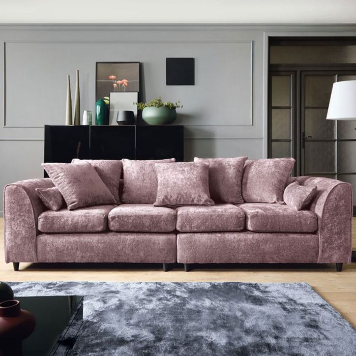 Gilliver Crushed Chenille 4 Seater - French Pink