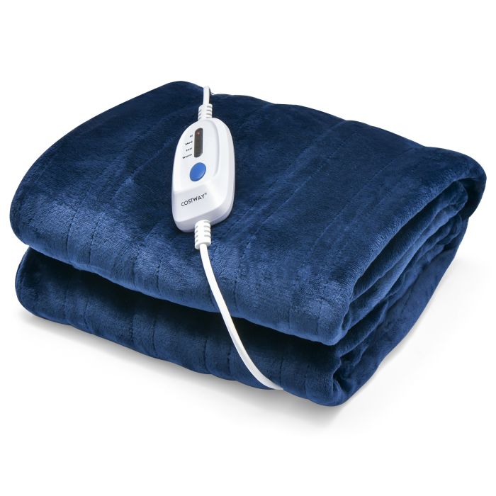 150 x 200 cm Electric Heated Blanket with 4 Heating Levels-Blue