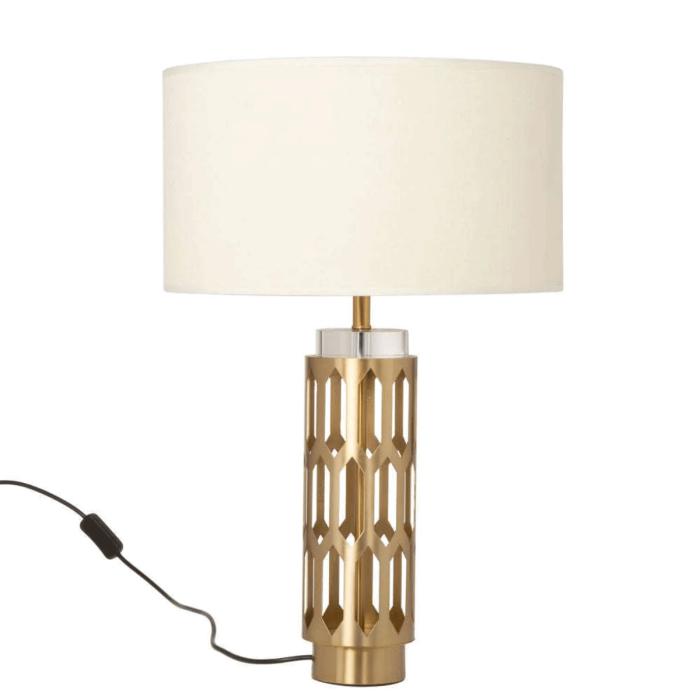 Argentum Polished Silver Finish Velvet Look Shade Table Lamp - Gold