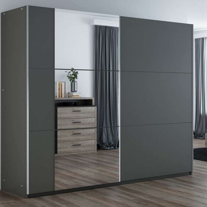 Oldham Sliding Door 250 Wardrobe with Mirror Graphite