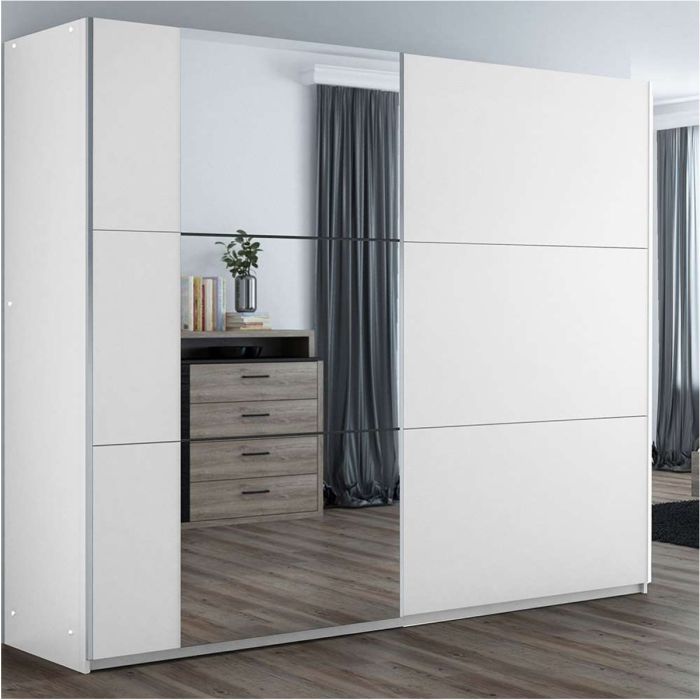 Oldham Sliding Door 250 Wardrobe with Mirror - White