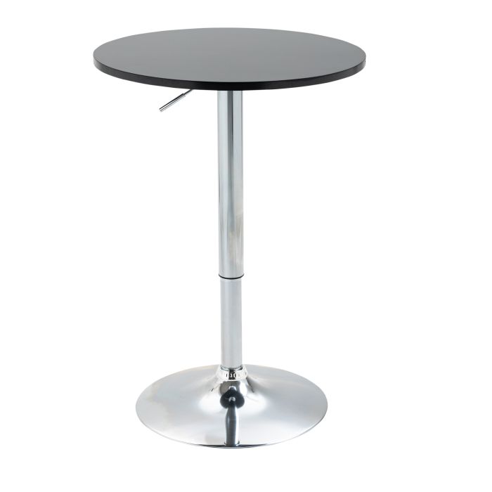 Round Height Adjustable Bar Table Counter Pub Desk with Metal Base for Home Bar, Dining Room, Kitchen, Black