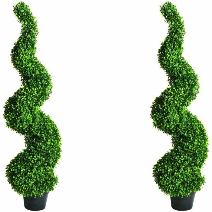 Large Potted Boxwood Artificial Spiral Tree 2 Sets