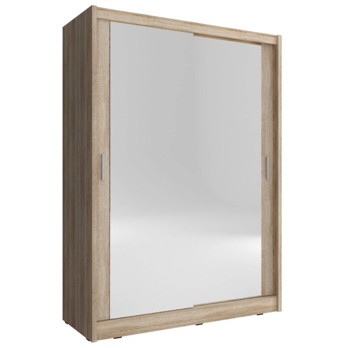 Splendor Sliding Door Wardrobe 130cm With Double Mirror - Oak Sonoma
