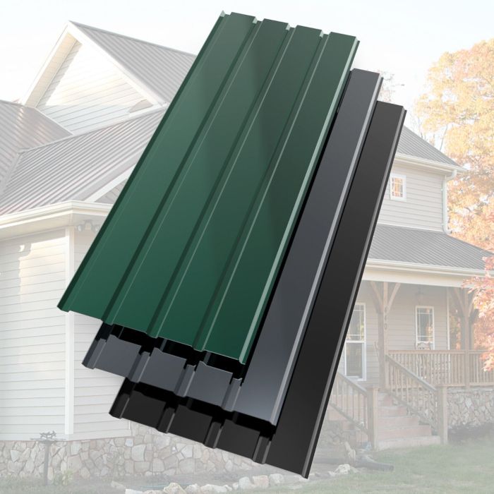 12 Pack Corrugated Metal Roofing Sheets for All Building Types - 3 Colours