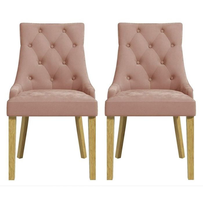 Kaylee Set of 2 Velvet Dining Chairs - Pink