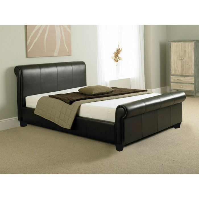 Como Faux Leather Sleigh Bed Frame - 2 Colours
