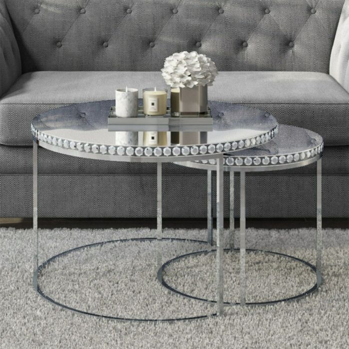 Jade Set of 2 Round Mirrored Coffee Tables